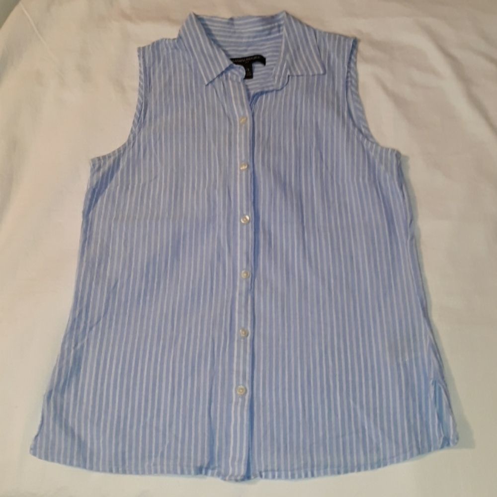 Banana Republic Sleeveless Striped Oxford Shirt XS